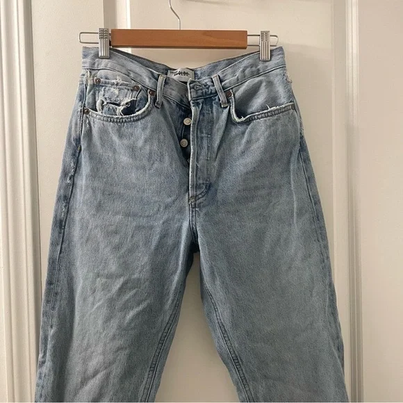 SALE! Agolde Button Front Straight Leg Classic Blue Women's Jeans Size 26 - Picture 2 of 9
